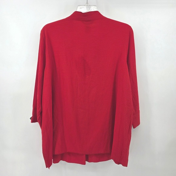 Ali Miles Red Textured 1 Button Front Cardigan Jacket Top 1X Casual Layer Piece - Picture 2 of 7